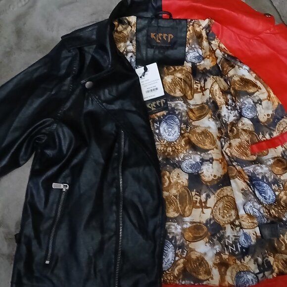 FREE SHIPPING! Beautiful Kleep Two-Tone Moto Jacket, Size Medium, Excellent, NWT - Picture 8 of 15